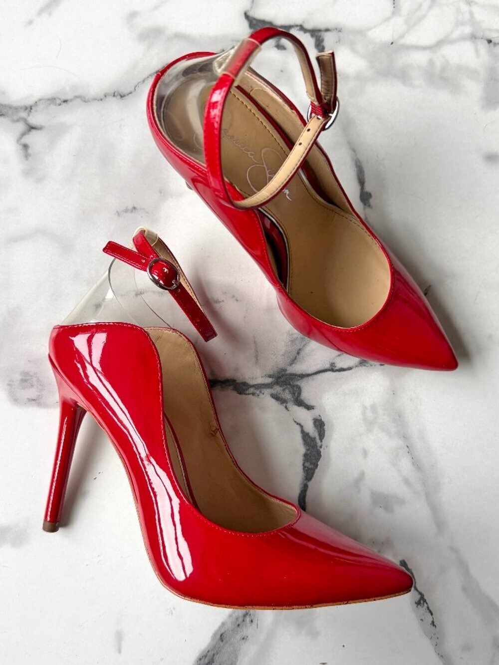 Jessica Simpson Red Patent Pointed Toe Stiletto Pumps NEW Size 7.5